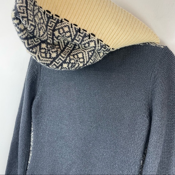 BKE Womens Shawl Knit Hooded Sweater Sz Medium Aztec Ribbed Boho Western - Picture 9 of 12